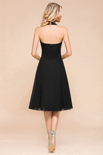 Black Halter Tea Length Dress