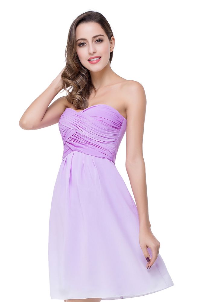 MISSHOW offers A-line Strapless Chiffon Bridesmaid Dress with Draped at a cheap price from Same as Picture, 100D Chiffon to A-line Mini hem. Stunning yet affordable Sleeveless Prom Dresses,Homecoming Dresses,Bridesmaid Dresses.