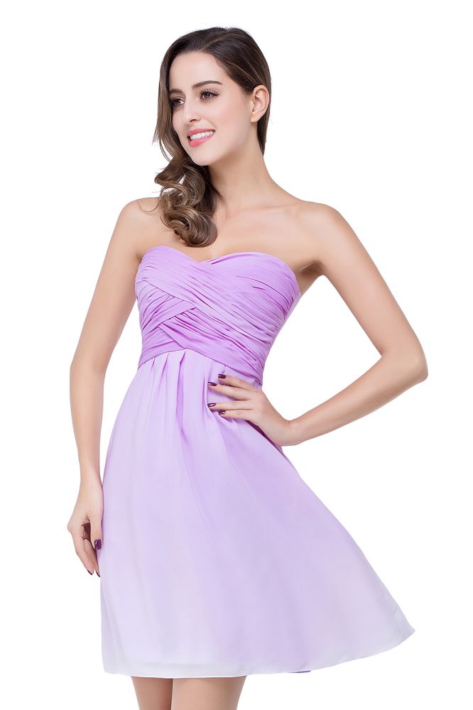 MISSHOW offers A-line Strapless Chiffon Bridesmaid Dress with Draped at a cheap price from Same as Picture, 100D Chiffon to A-line Mini hem. Stunning yet affordable Sleeveless Prom Dresses,Homecoming Dresses,Bridesmaid Dresses.