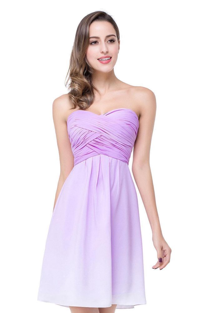 MISSHOW offers A-line Strapless Chiffon Bridesmaid Dress with Draped at a cheap price from Same as Picture, 100D Chiffon to A-line Mini hem. Stunning yet affordable Sleeveless Prom Dresses,Homecoming Dresses,Bridesmaid Dresses.