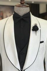 Abdul Simple White Shawl Collar Two-Piece Men's Suit For Wedding