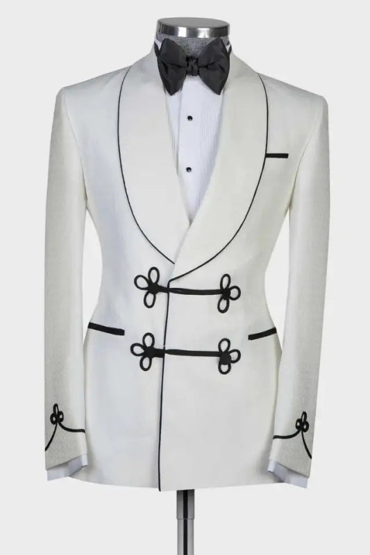 Abel Sophisticated White Shawl Collar Two-Piece Groom's Wedding Attire