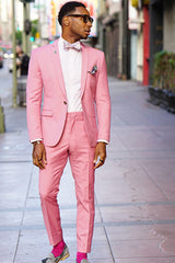 Ablitt Pink One Button Trendy Slim Fit Men’s Prom Suits