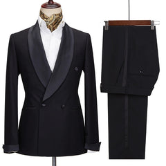 Abraham Formal Black Shawl Lapel Wedding Suit for Men