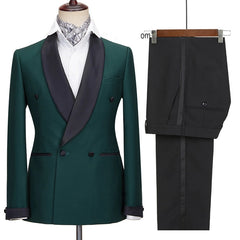 Adam New Deep Green Wedding Suit with Black Shawl Lapel