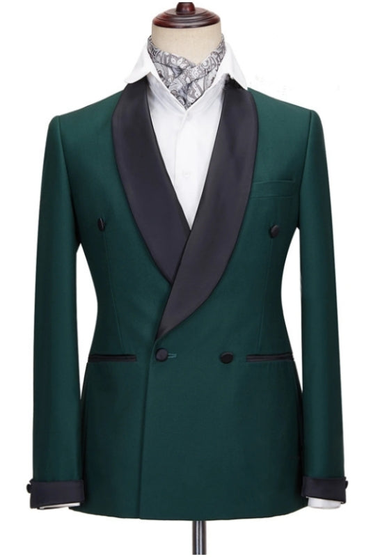 Adam New Deep Green Wedding Suit with Black Shawl Lapel