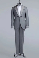 Addison Charcoal Peaked Lapel New Arrival Two-Piece Prom Suit