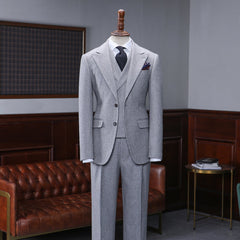 Addison Regular Gray Small Plaid Peak Lapel Two Button Business Suit