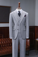 Addison Regular Gray Small Plaid Peak Lapel Two Button Business Suit