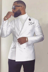 Addison White Peak Lapel Double Breasted Groom’s Wedding Suits