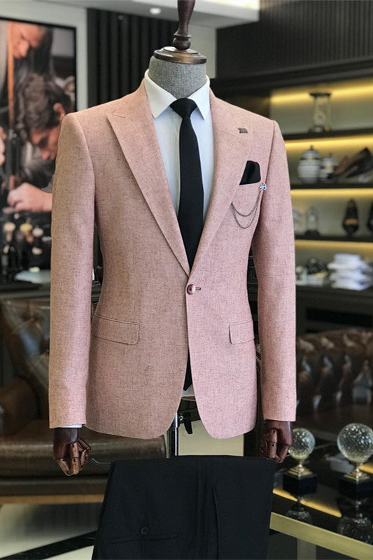 Adolph Modern Blush Peaked Lapel Two-Piece Prom Suit For Men