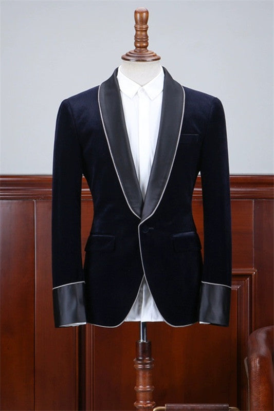 Aiden Formal Black Shawl Lapel Velvet Wedding Suit for Men