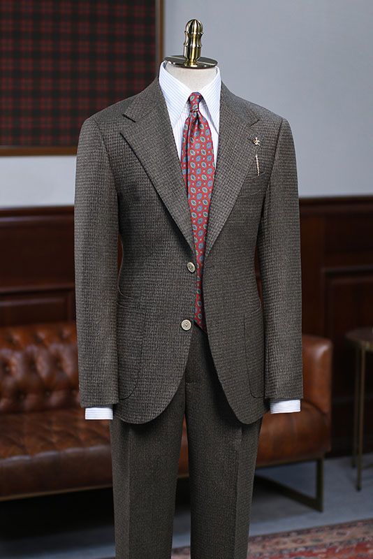 Aldrich Popular Coffee Small Plaid Two Pieces Slim Fit Business Suit