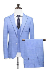 Aldrich Sky Blue Newest Single Breasted Three-Piece Business Suit