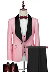 Alexander Pink Shawl Lapel Three-Piece Slim Wedding Suit