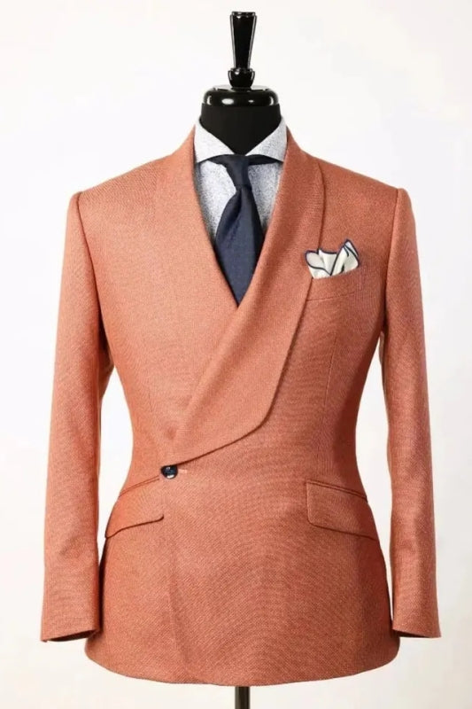 Alexandra Latest Orange Shawl Lapel Two-Piece Wedding Suit