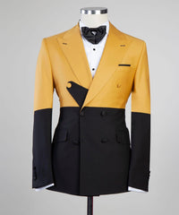 Alfred Yellow and Black Close Fitting Two-Piece Prom Suit