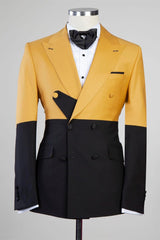 Alfred Yellow and Black Close Fitting Two-Piece Prom Suit