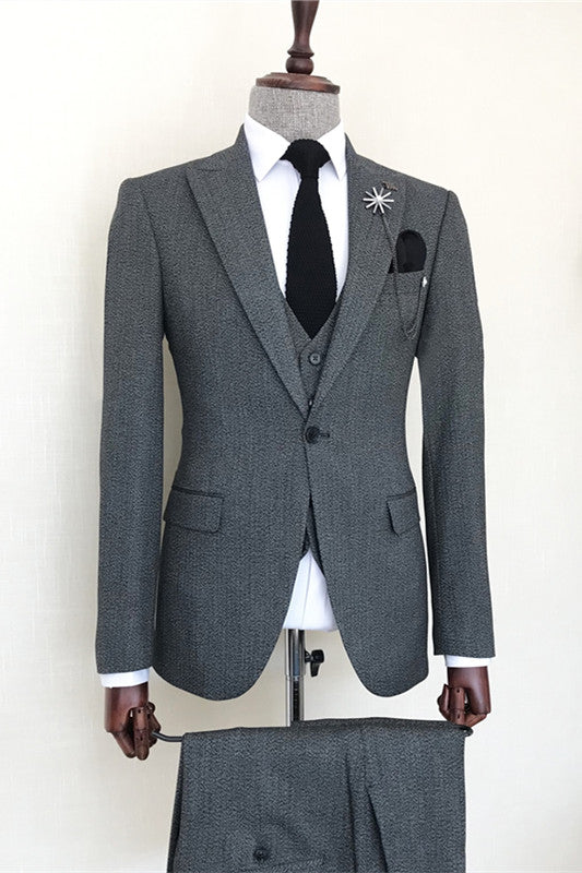 Algernon Formal Dusty Blue Three-Piece Peaked Lapel Business Suit