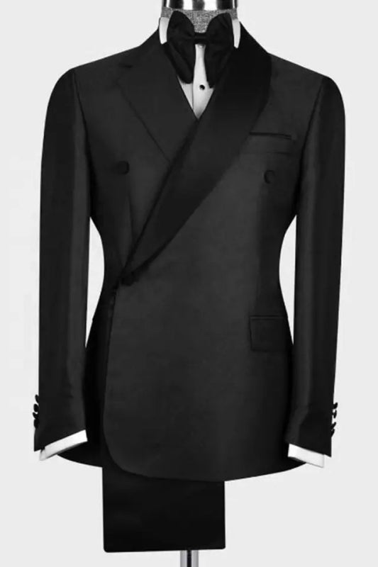 Alva Stylish Black Shawl Lapel Two-Piece Tailored Wedding Suit