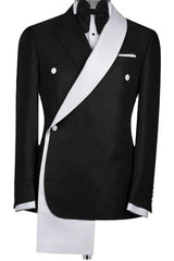 Alvis Black Two-Piece Bespoke Wedding Suit With White Shawl Lapel