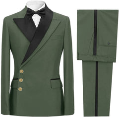 Amber Fashion Green Peaked Lapel Men's Prom Suit