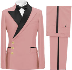 Americo Glamorous Blush Peaked Lapel Prom Attire For Men