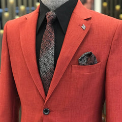 Andrew Unique Red Notched Lapel Two-Piece Prom Suit For Men