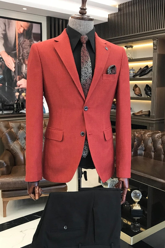 Andrew Unique Red Notched Lapel Two-Piece Prom Suit For Men