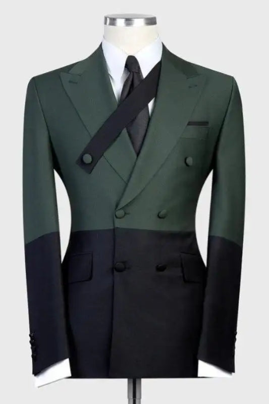 Andrew Verdant Peaked Lapel Double-Breasted Fashion Prom Suit