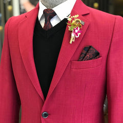 Andy Fashion Fuchsia Notched Lapel Two-Piece Prom Suit