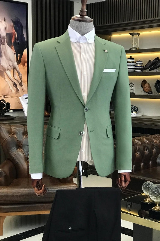 Angelo Modern Jade Notched Lapel Two-Piece Prom Suit For Men