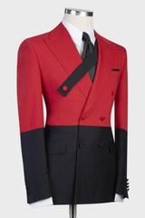 Angus Newest Red Double-Breasted Peaked Lapel Prom Suit