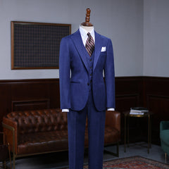 Ansel Modern Blue Three Pieces Notched Lapel Men’s Business Suit