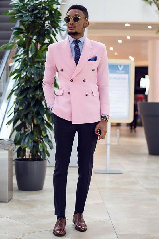 Anthony Pink Double Breasted Peak Lapel Slim Fit Stylish Men’s Suits