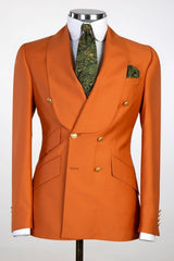 Antoine Custom-Made Orange Shawl Collar Double-Breasted Wedding Attire