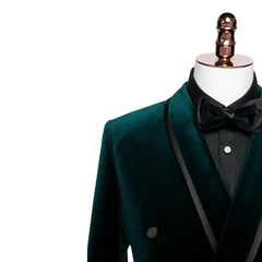 Antonio Tailored Dark Green Shawl Lapel Double-Breasted Velvet Suit