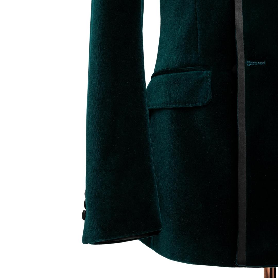 Antonio Tailored Dark Green Shawl Lapel Double-Breasted Velvet Suit