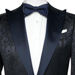 Antony Black Peaked Lapel Two-Piece Jacquard Slim Fit Prom Suit