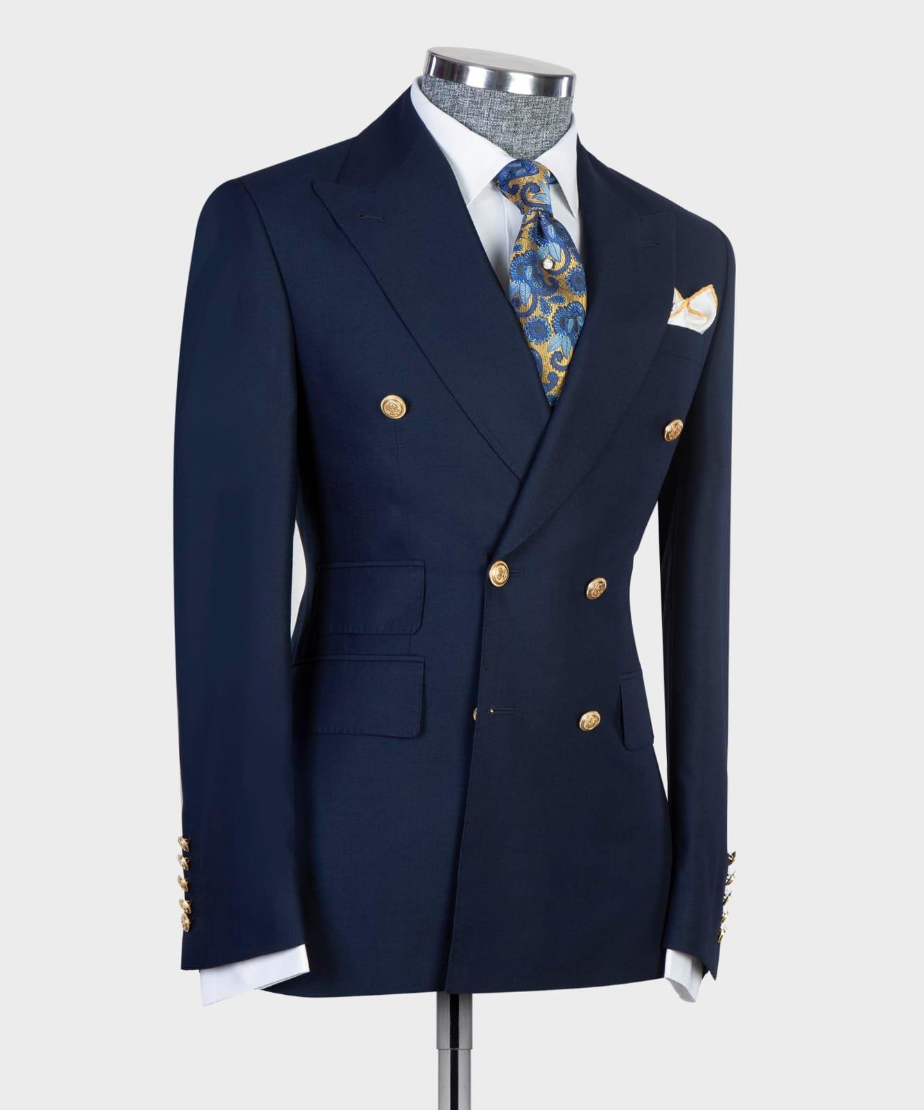 Antony Latest Navy Double Breasted Slim Fit Custom Prom Men’s Suits