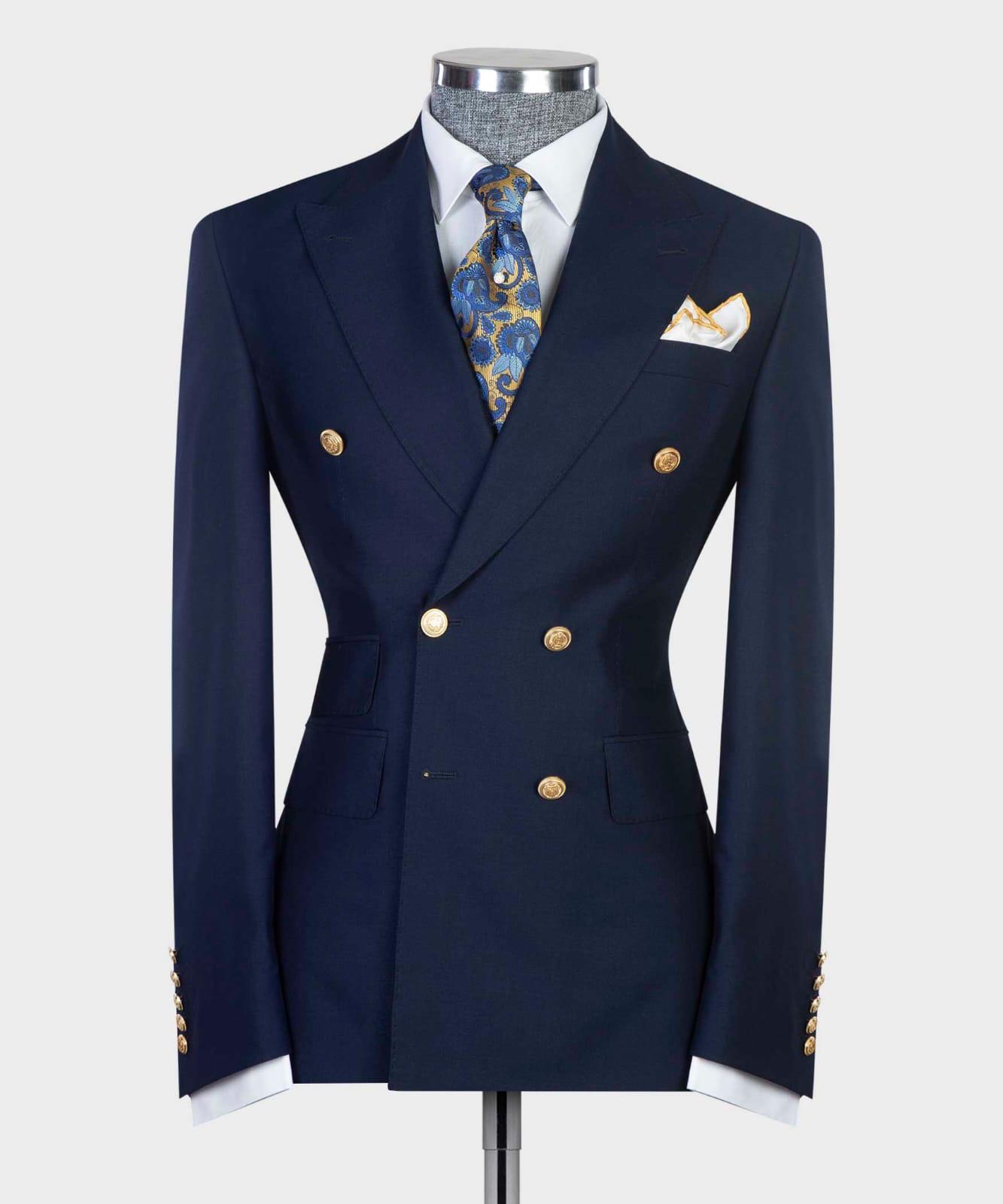 Antony Latest Navy Double Breasted Slim Fit Custom Prom Men’s Suits