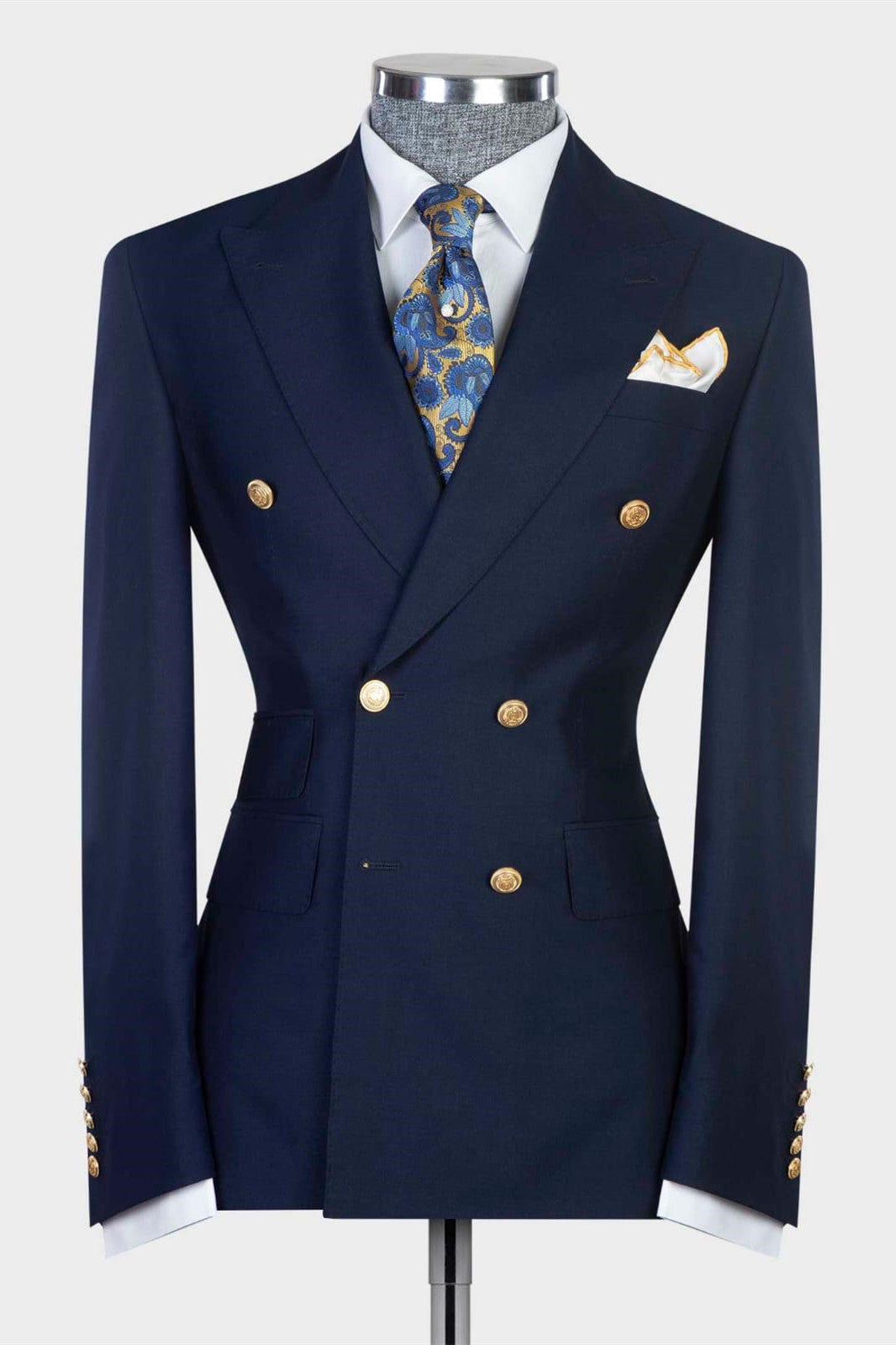 Antony Latest Navy Double Breasted Slim Fit Custom Prom Men’s Suits