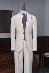 Antony New Light Khaki Two Pieces Notched Lapel Business Suit