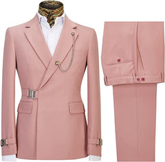 Archibald Stylish Pink Notched Lapel Men's Prom Suit