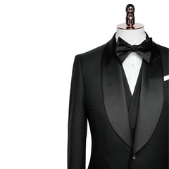 Aries Formal Black Shawl Lapel Three-Piece Suit for Weddings