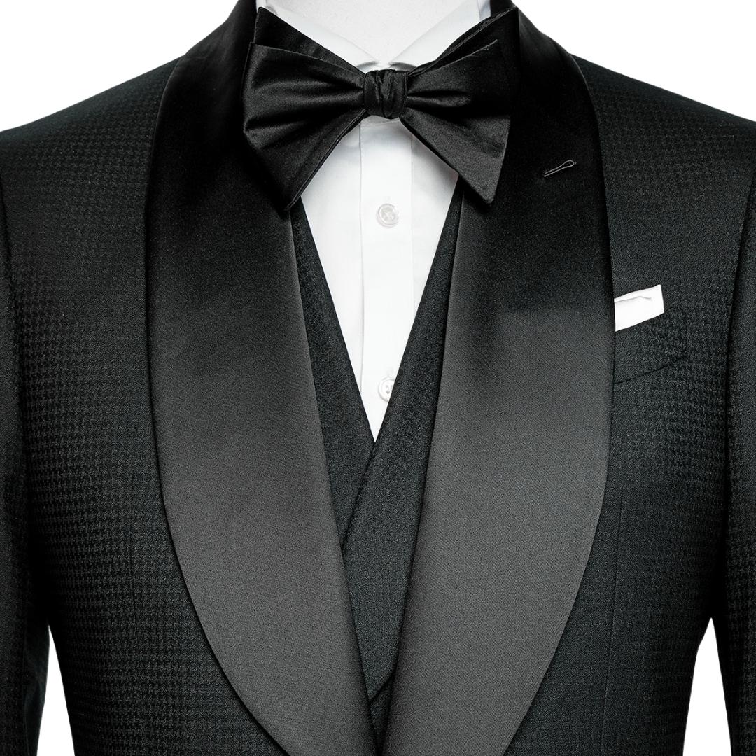 Aries Formal Black Shawl Lapel Three-Piece Suit for Weddings