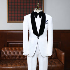 Aries Gorgeous White Slim Fit Custom Wedding Suit for Grooms