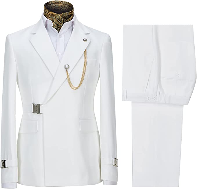 Aries Simple White Notched Lapel Men's Prom Suit