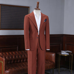 Arno Fashionable Red Notched Lapel Two Button Slim Fit Business Suit