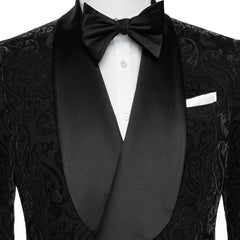 Arnold Formal Black Shawl Collar Double Breasted Jacquard Groom's Wedding Suit